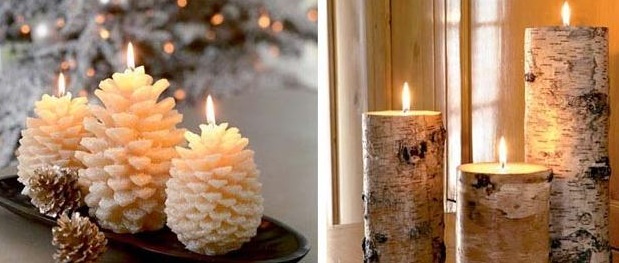 interjero papuošimas per kalėdas žvakėmis