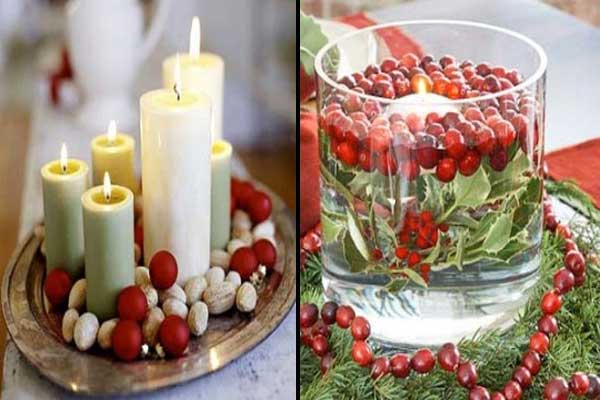 kalėdų papuošimai su žvakėmis